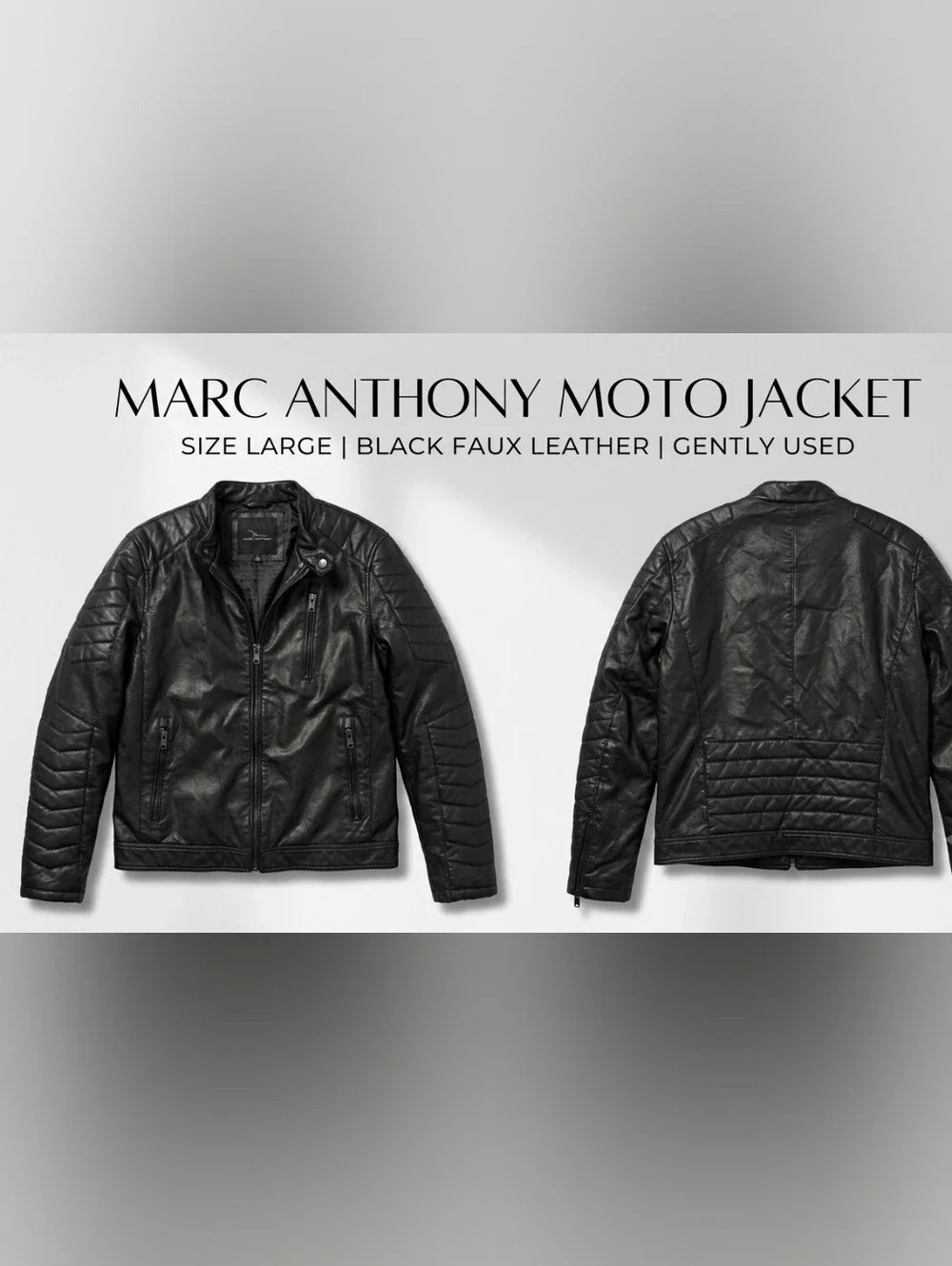 Marc Anthony Black Faux Leather Moto Jacket